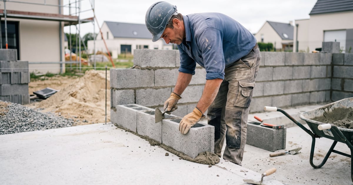 Monter un mur en parpaing : méthode pas à pas