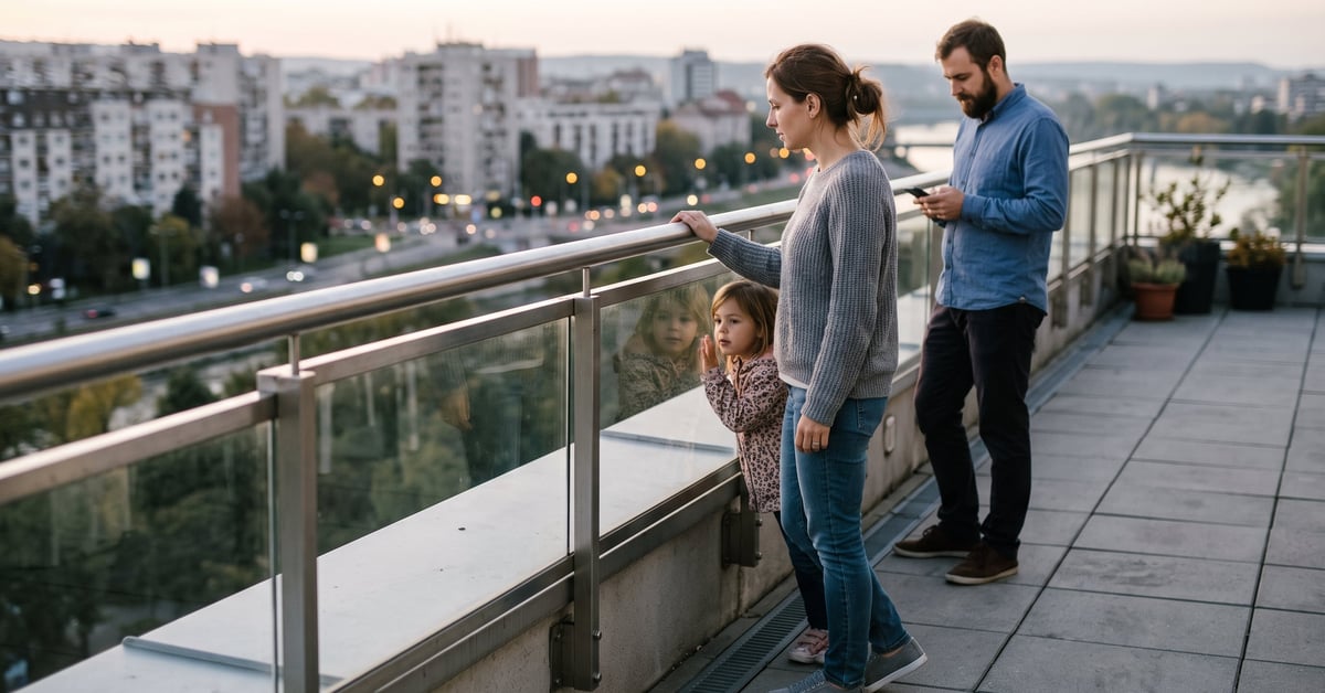 Garde-corps de terrasse conforme aux normes de hauteur et résistance réglementaires